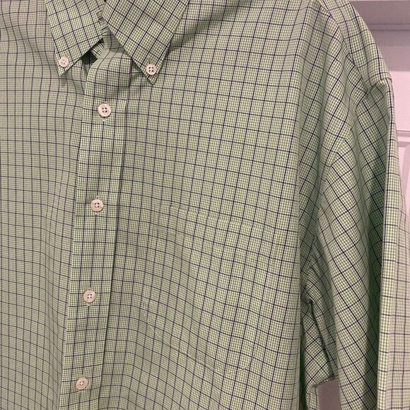 Brooks Brothers 100% Cotton Green/Blue Check Non-Iron Button Up Shirt, Large - Picture 5 of 8